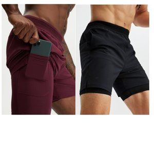 2 Pairs of Athletic Shorts - Small - lined & cellphone pocket - 5" & 7"  - NWT
